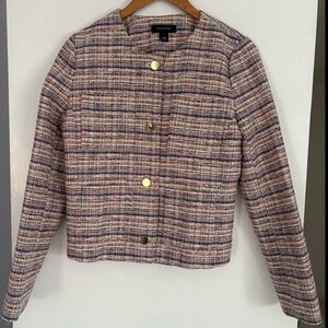 Halogen Multicolor Tweed Jacket Blazer Gold Buttons Size Small